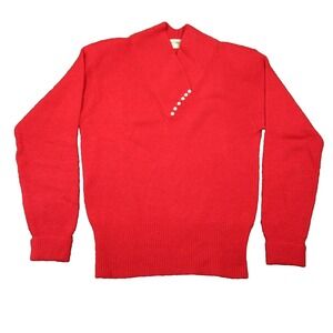Vtg YarnWorks Sweater S Red Angora Lambswool Pearl‎ Embellished Holiday Soft 80s